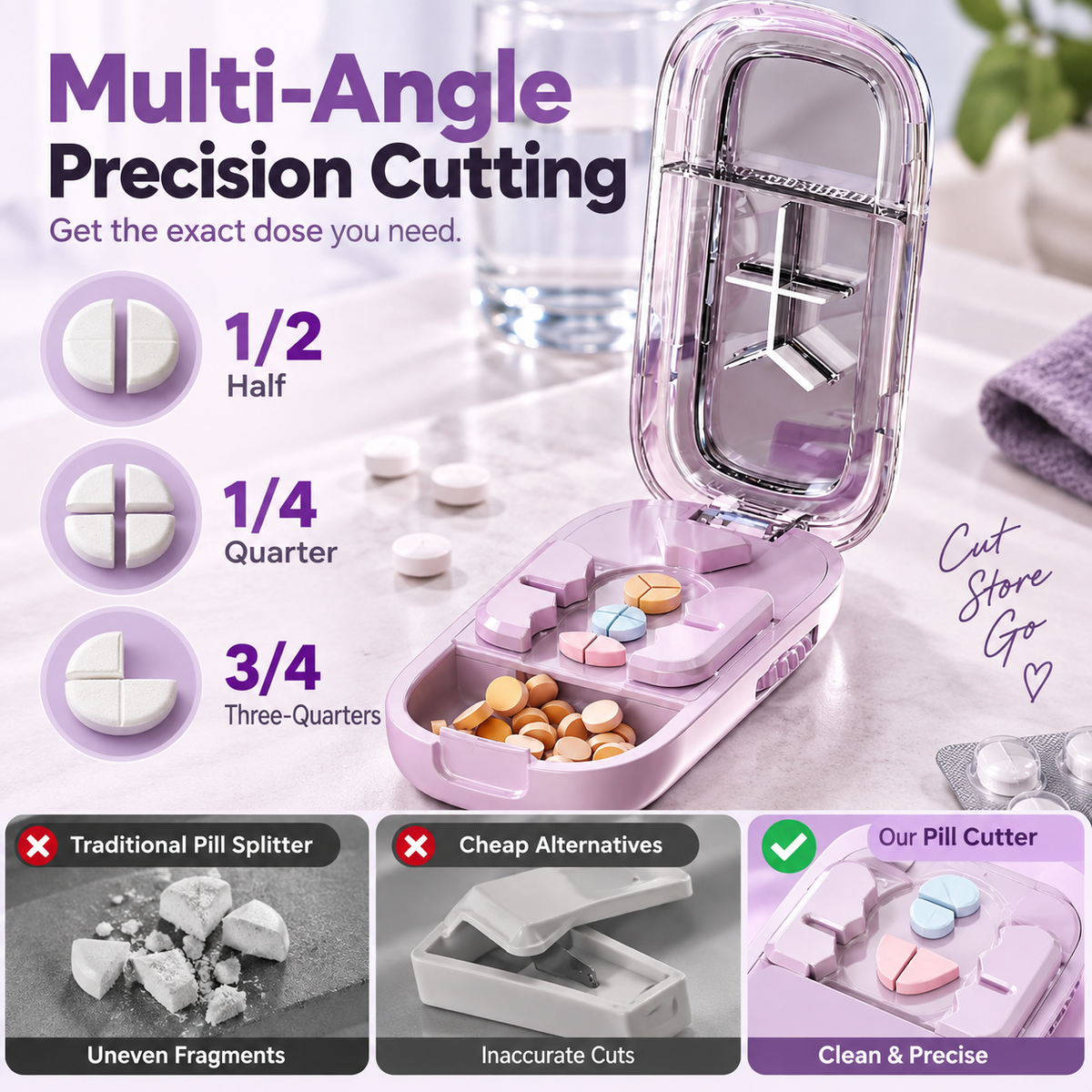 Portable Pill Cutter & Splitter Box for Precise Doses 💊