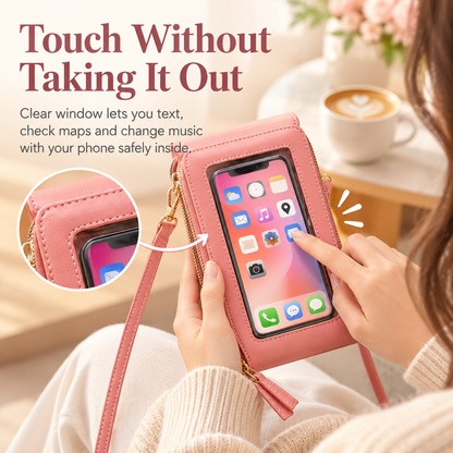📱 Touch-Screen Multi-Pocket Crossbody Phone Bag
