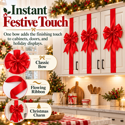 🎀 Christmas Bow & Ribbon Decor Set – Festive Door & Home Decorations
