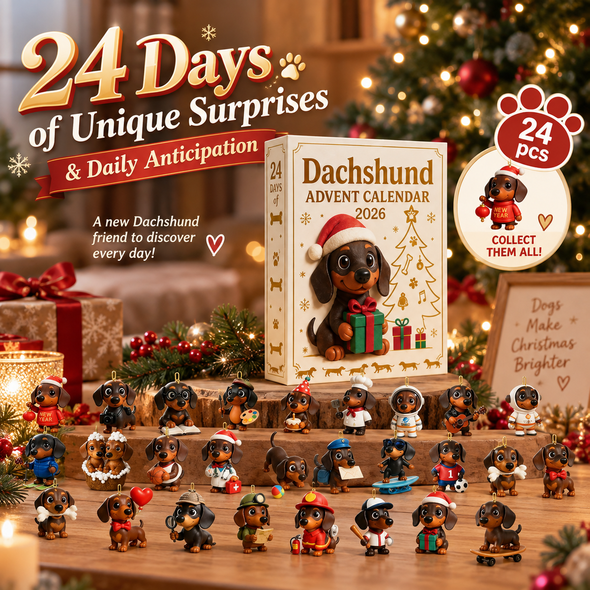 24 Days Christmas Dachshund Advent Calendar 🎄🐾