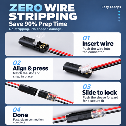 Pro-Grade Tool-Free Quick Wire Connectors (50 PCS) – No-Strip, Fire-Resistant & Secure Splice Terminals for Automotive & DIY