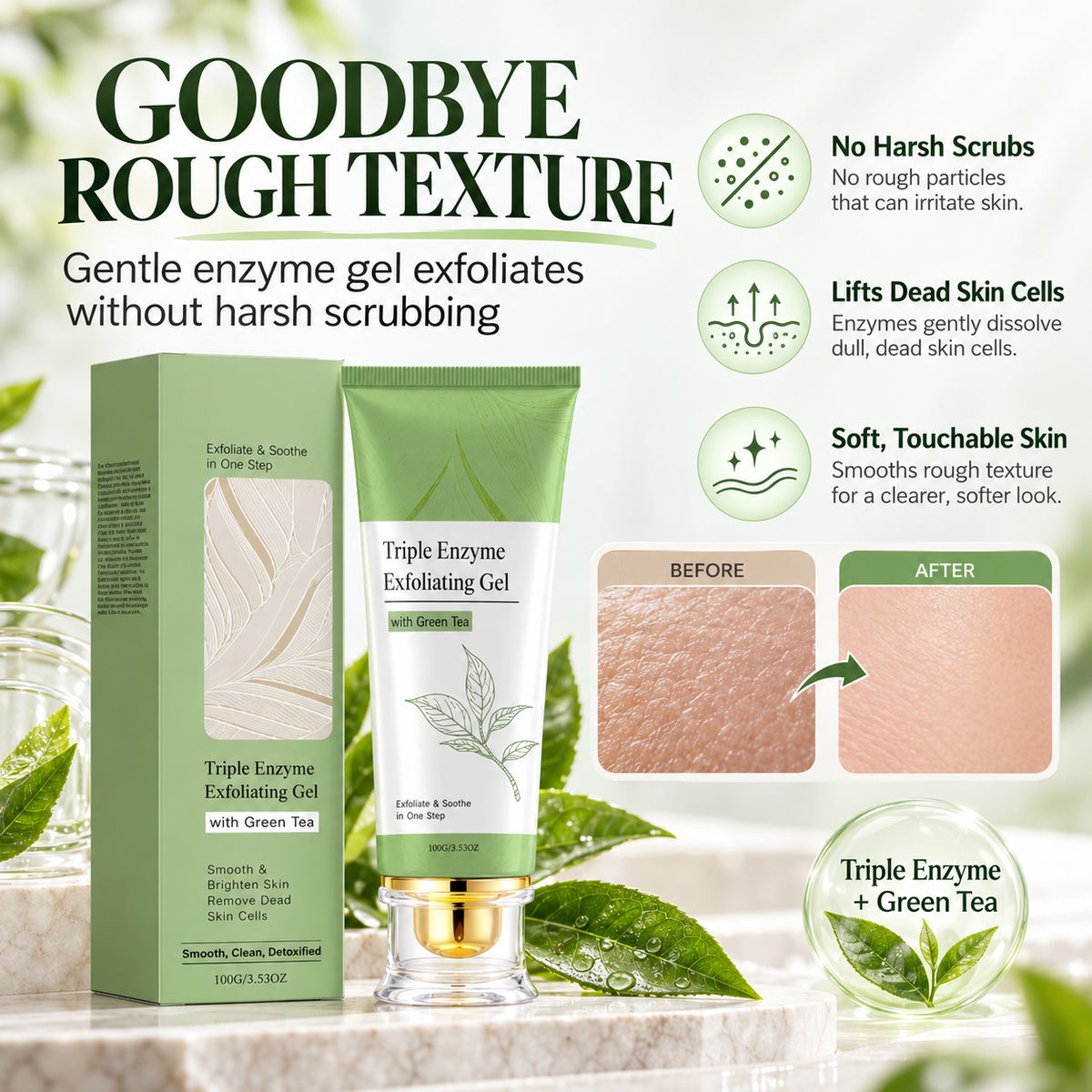 🍃 Green Tea Gentle Exfoliating Face Gel for Smooth & Radiant Skin