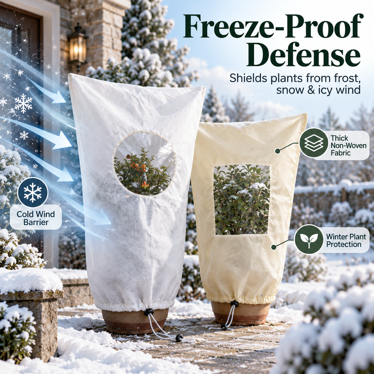 Winter Frost Protection Plant Cover with Zipper & Clear Window ❄️🌿