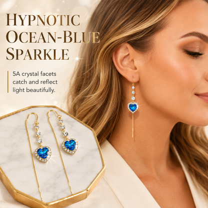 ✨ Shimmering Crystal Heart Threader Earrings
