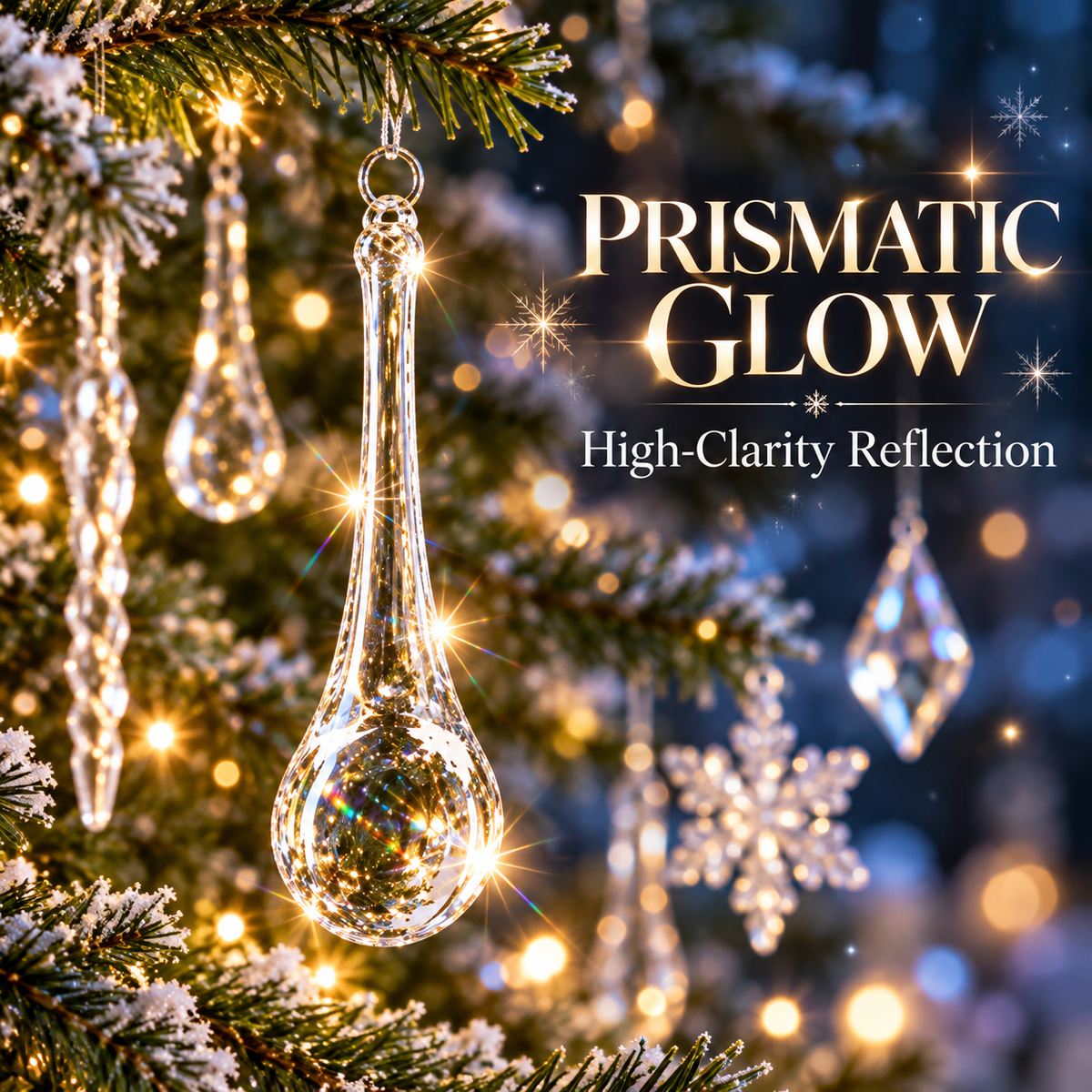 ❄️ Clear Crystal Snowflake & Icicle Christmas Ornaments