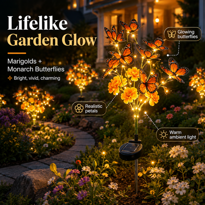 🦋 Enchanted Solar Marigold Butterfly Garden Lights ✨