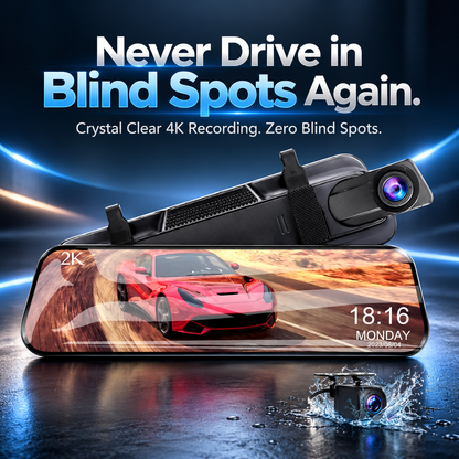 🚗  Full Touch Screen Smart Rearview Dashcam with WiFi & Night Vision