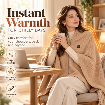 🔥 All-Day Warmth: 3-Mode USB Powered Electric Heating Shawl