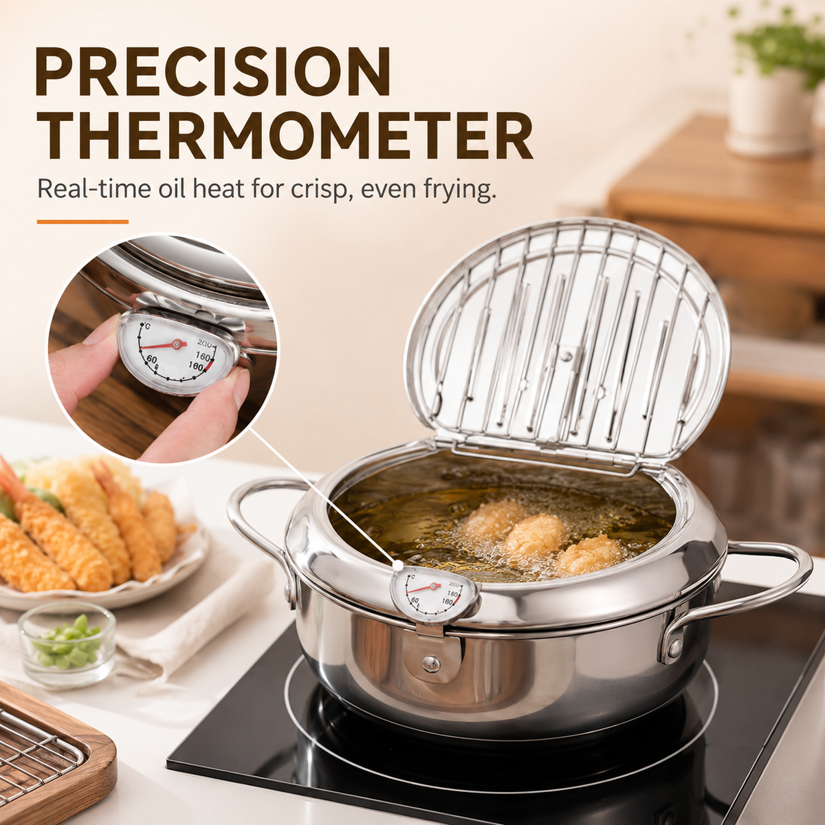 Stainless Steel Deep Fryer with Oil Filter and Thermometer 🌡️