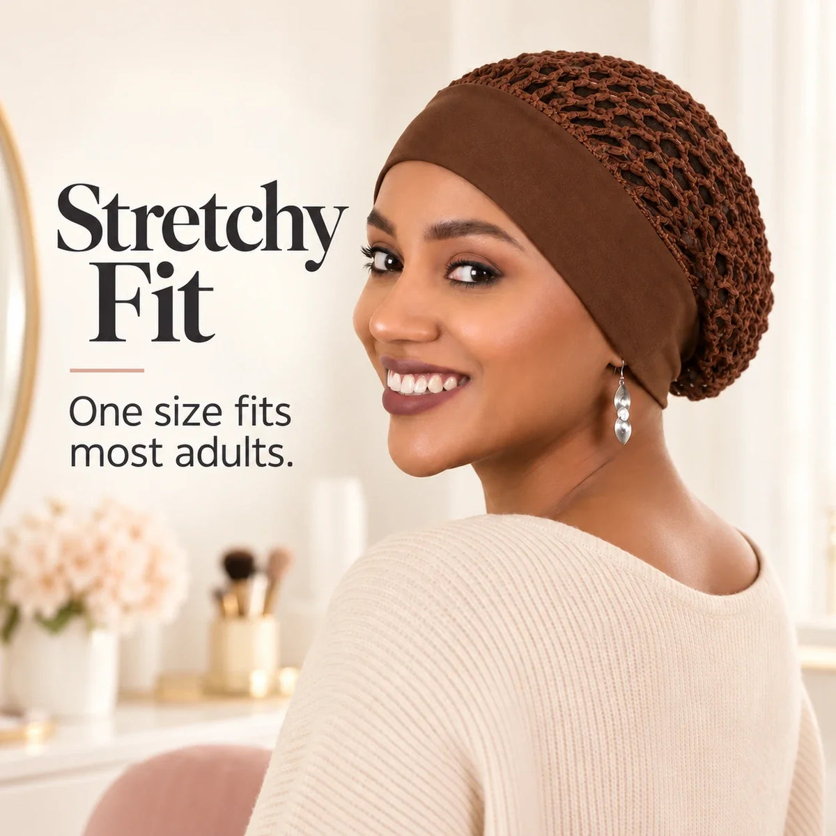 🌙 Sleep Cap 3-Pack — Open-Weave, Wide Band Bedtime Hair Wrap
