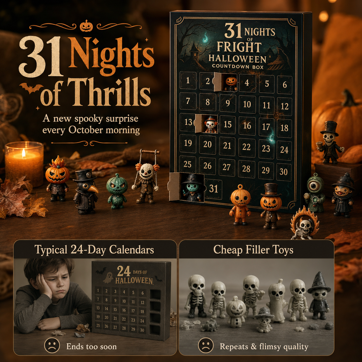 31 Nights of Fright Halloween Countdown Advent Calendar Box 🕷️✨