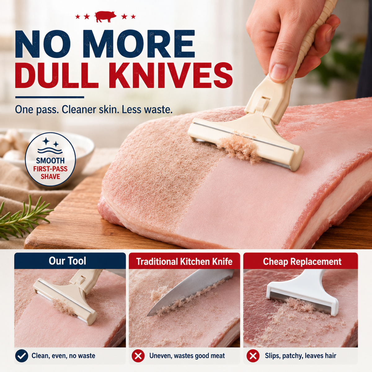 🔪Stainless Steel Beef & Pork Skin Scraping Razor (With 10 Blades)