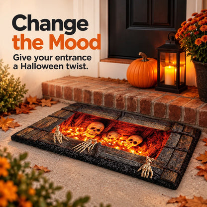 🎃 Skeleton Halloween Mat – Spooky Front Door Style