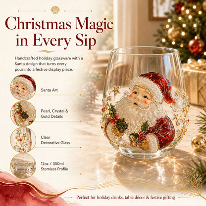 🎄 Luxury Christmas Glass Art Cup – Festive Holiday Drinkware & Premium Gift for Christmas 🎁✨