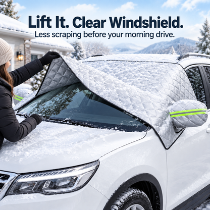 ❄️ All-Weather Quilted Windshield Snow and Ice Protector with Mirror