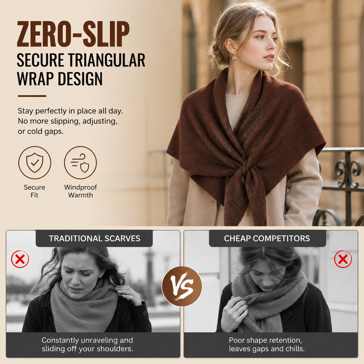 ❄️ Chic Solid Color Triangular Cape Scarf – Versatile Winter Essential