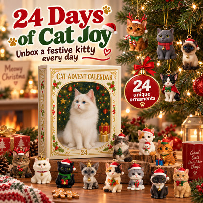 🎄 24 Days Christmas Cat Advent Calendar & Hanging Ornaments 🐾