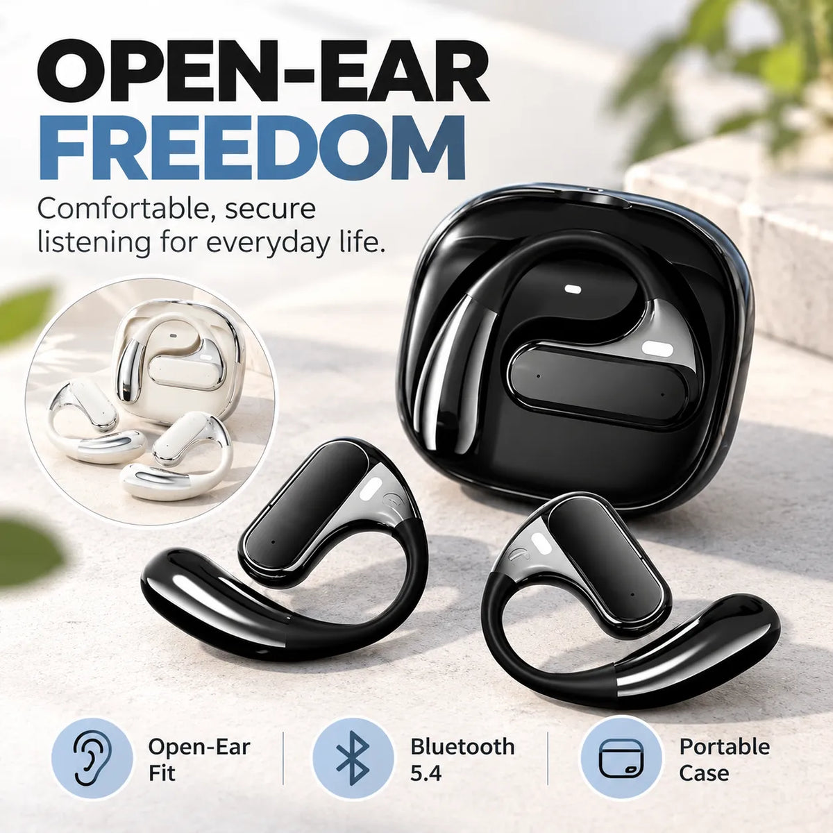 🎧 AC320 Open-Ear Wireless Earbuds – Bluetooth 5.4 Sports Headphones | Comfortable & Secure Fit ✨
