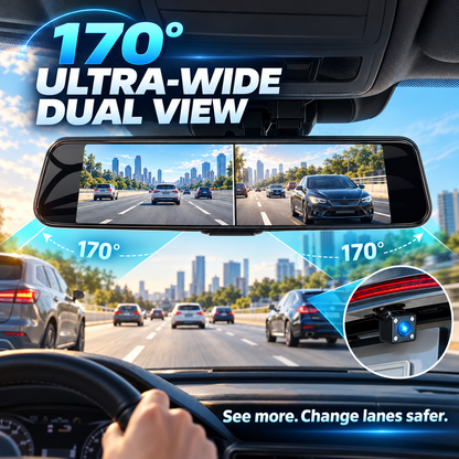 🚗  Full Touch Screen Smart Rearview Dashcam with WiFi & Night Vision