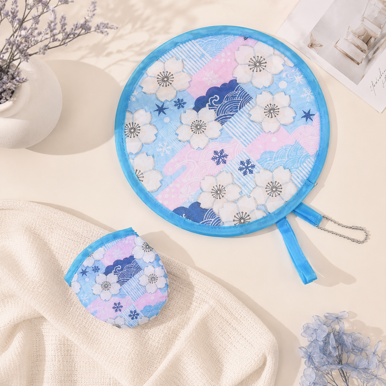 🌸 Portable Floral Foldable Hand Fan | Pocket Cooling Breeze with Pouch ✨