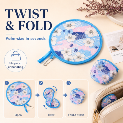 🌸 Portable Floral Foldable Hand Fan | Pocket Cooling Breeze with Pouch ✨