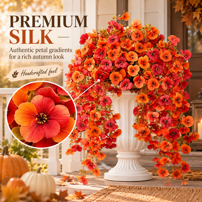 🍂 Fall Autumn Artificial Silk Pansy & Eucalyptus Hanging Bouquet-6 Packs