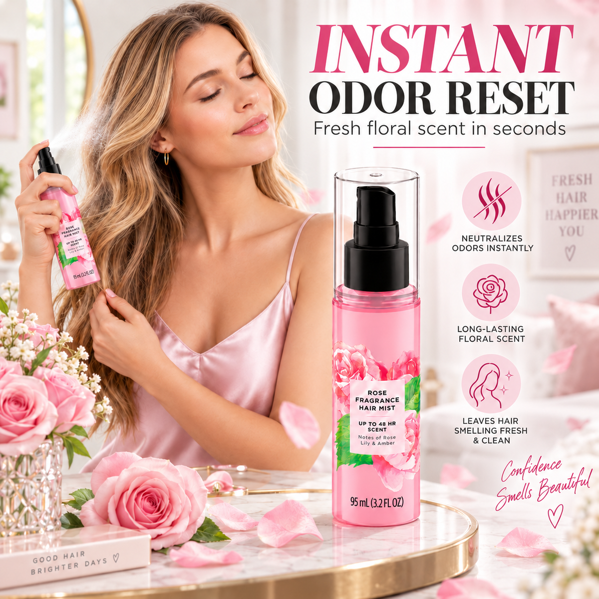 🌸48H Long-Lasting Rose Fragrance Hair Mist 🌹