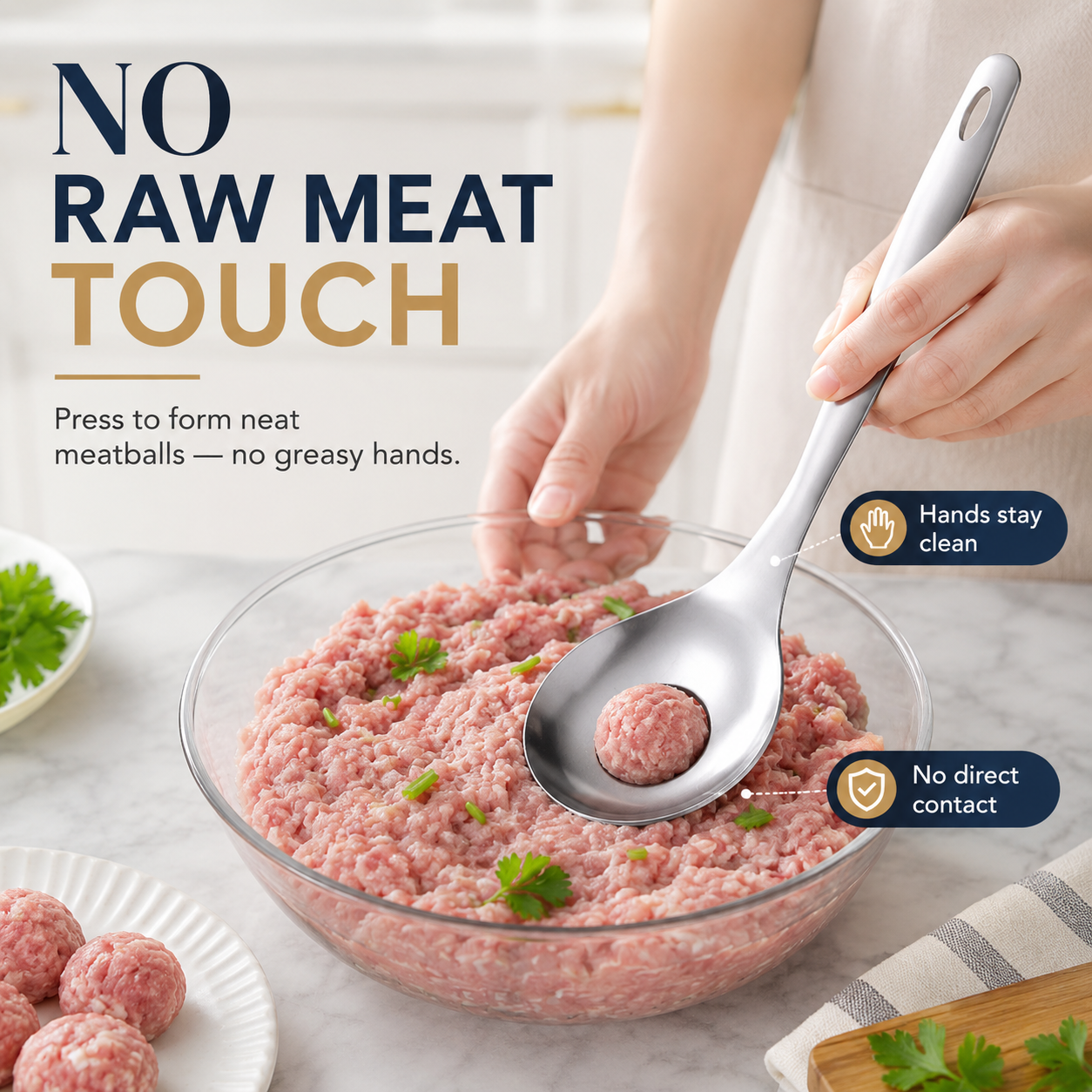 ✨Goodbye Sticky Hands! Stainless Steel Meatball Spoon
