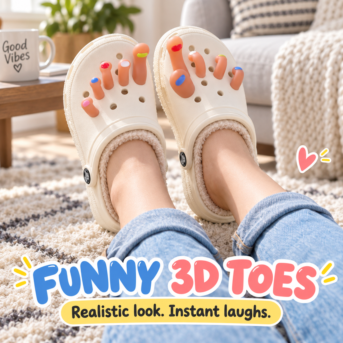 Funny 3D Finger-Toe Plush Clogs 🦶🤪