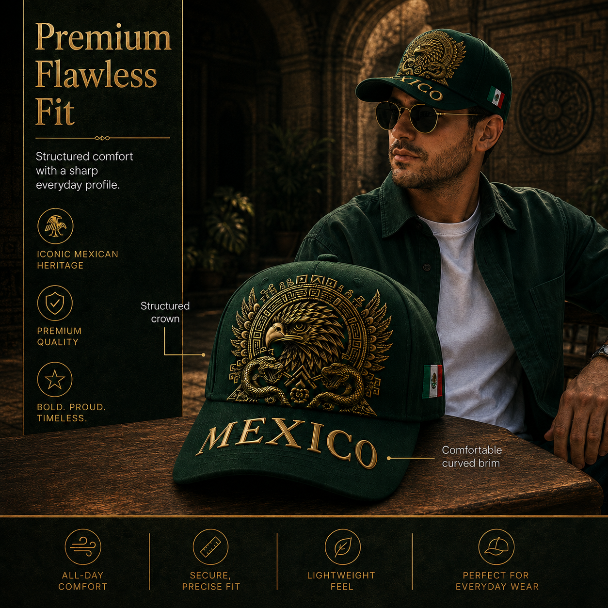 Mexico Aztec Eagle 3D Cap🧢