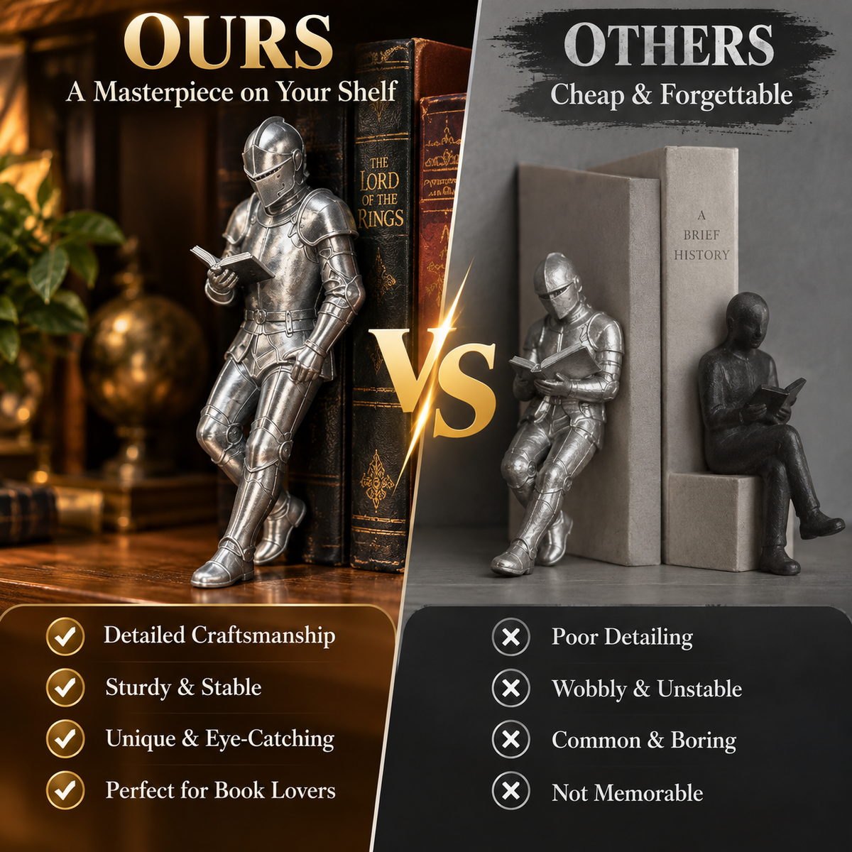 Medieval Knight Bookshelf Decor & Fantasy Book Nook Figurine ⚔️