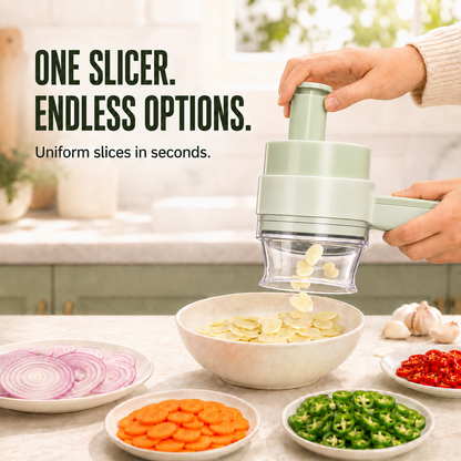 🧄 4-in-1 Handheld Electric Vegetable Cutter – Portable Wireless Food Chopper, Slicer & Garlic Masher 🥗🔪