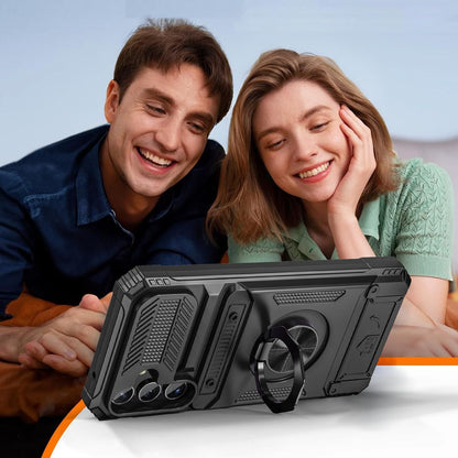 📱Compatible with iPhone & Samsung | Wallet Phone Case Card Holder Magnetic Ring Stand Heavy Duty Cover