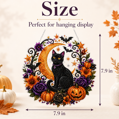 🎃 DIY Halloween Moon & Black Cat Diamond Art Kit
