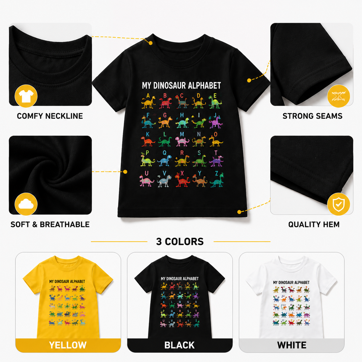 Kids Dinosaur Alphabet T-Shirt 🦖