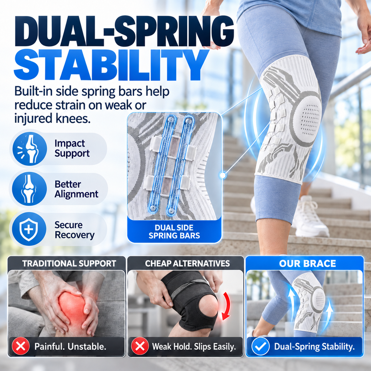 🛡️ 🦿 Professional Dual-Spring Compression Knee Brace | Pain-Free Mobility