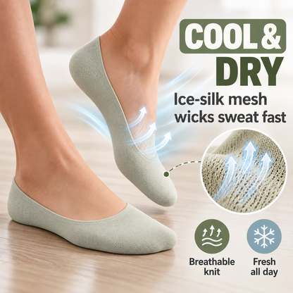 Stay-Put Ice Silk Invisible Socks with Cushioning ☁️