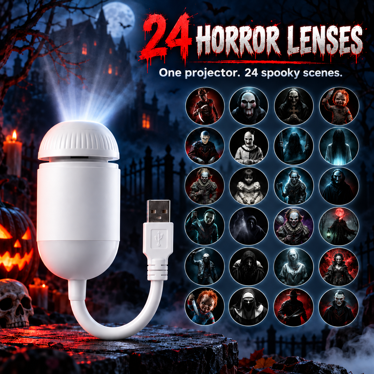 🎅 USB Christmas Atmosphere Projection Night Light for Car & Room