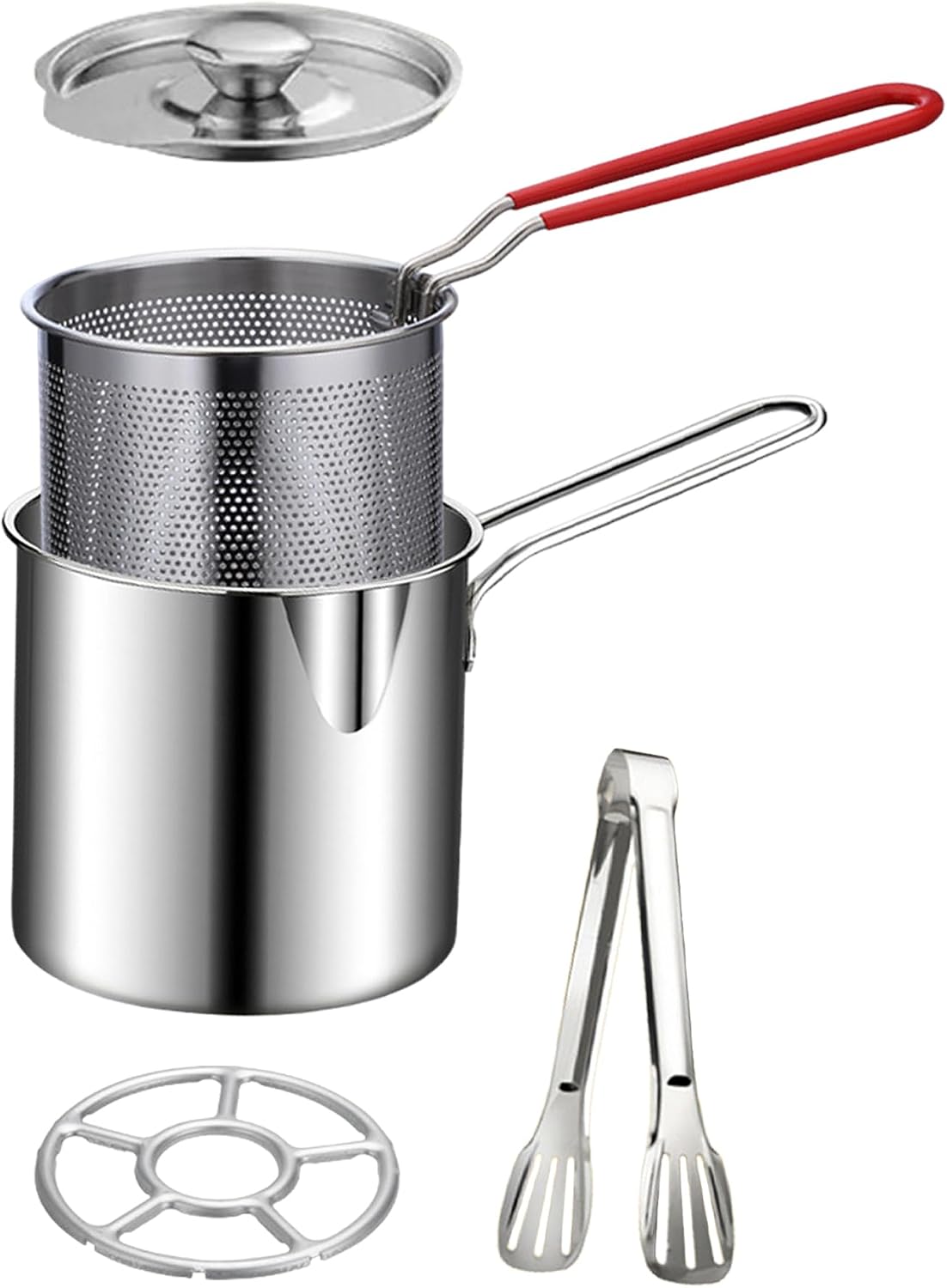🍟 Premium Stainless Steel Mini Deep Fryer & Draining Set for Home Cooking