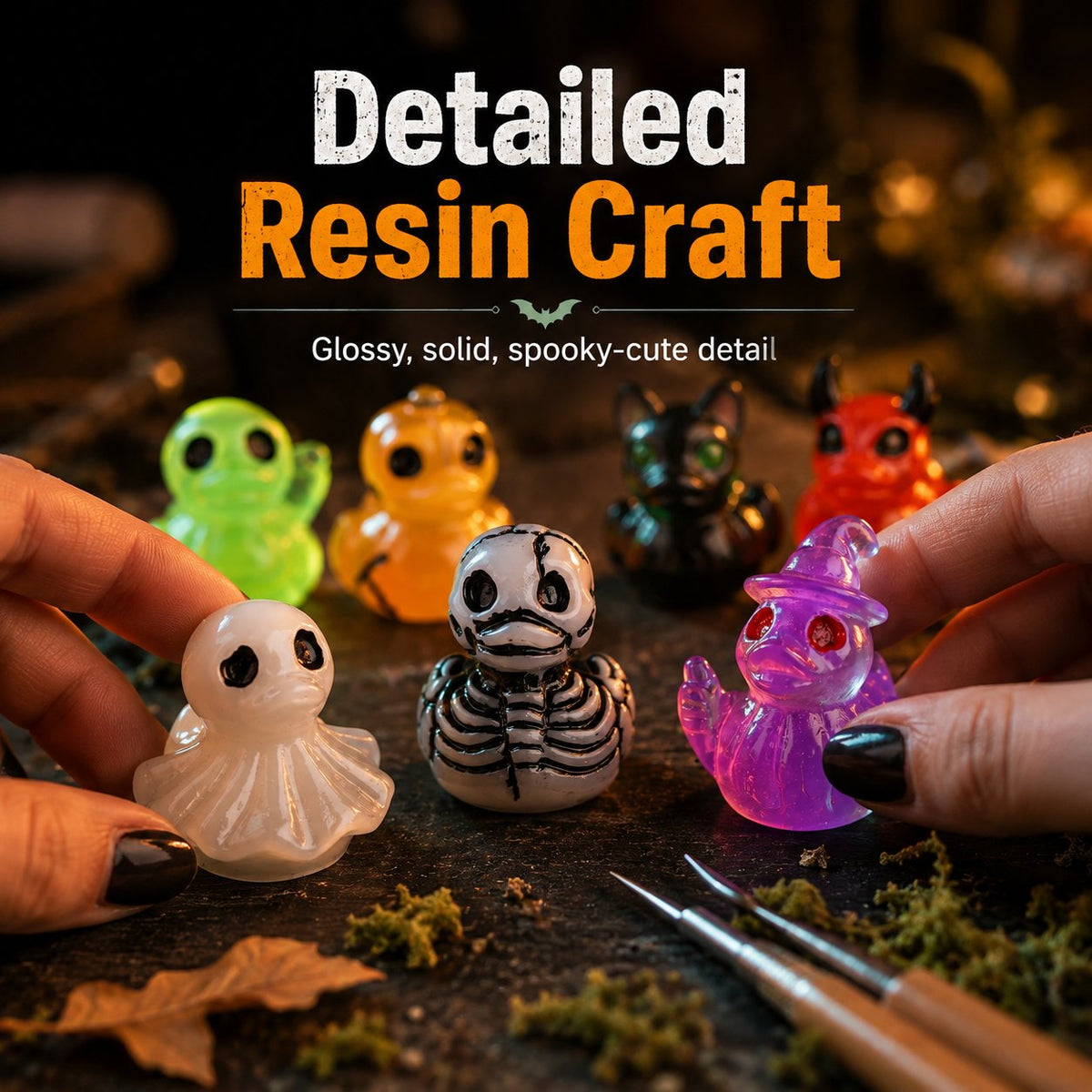 🎃 Spooky & Cute: Glow-in-the-Dark Halloween Mini Resin Ducks 👻
