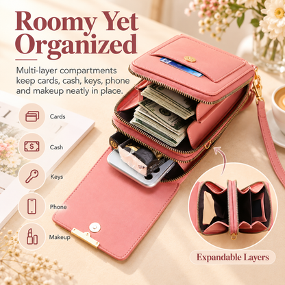 📱 Touch-Screen Multi-Pocket Crossbody Phone Bag