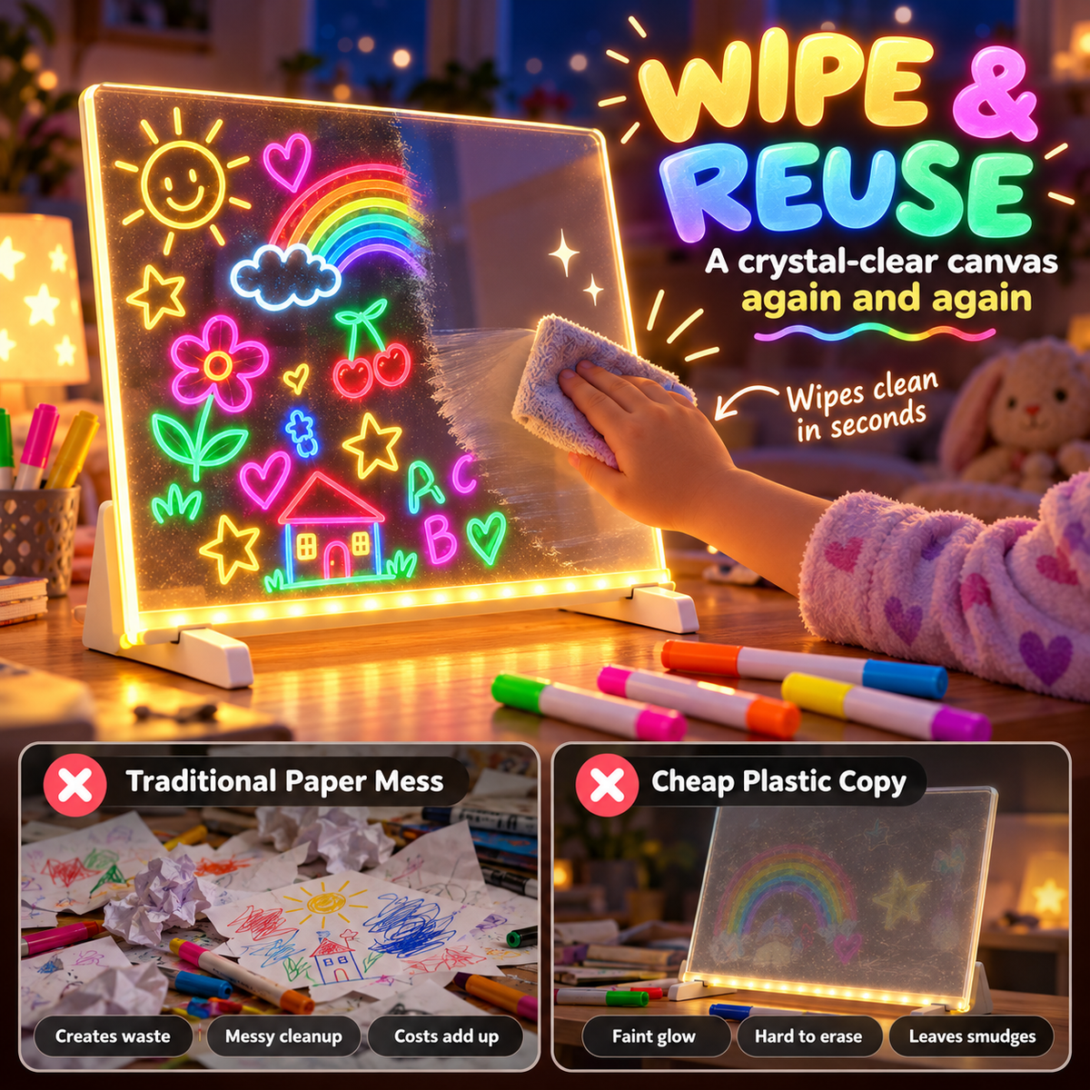 LED Magic Glowing Acrylic Drawing Board & Night Light 🎨