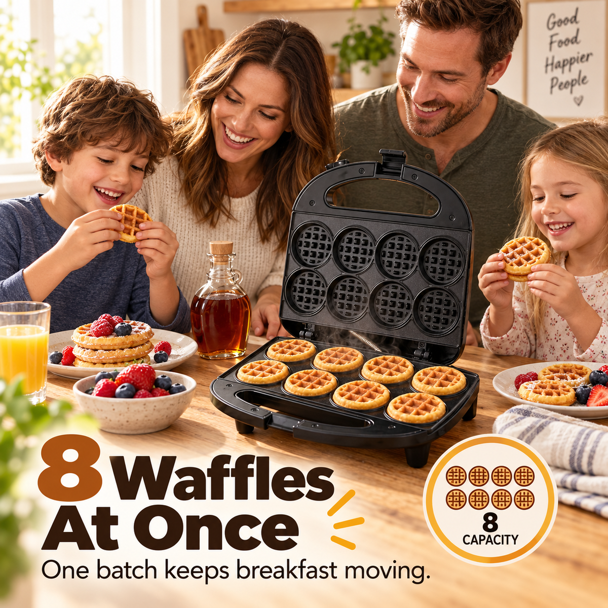Fast Dual-Sided 8-Hole Mini Waffle Maker & Breakfast Machine 🧇😋