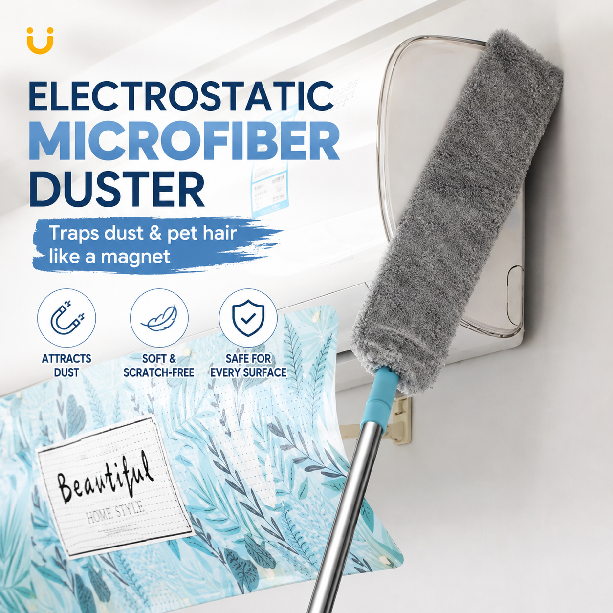 ✨ Microfiber Micro-Gap Duster with Extendable Pole