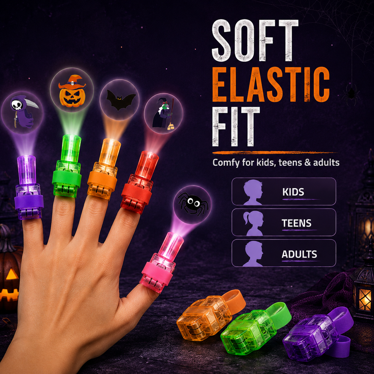 🎃 Spooky Pattern Finger Projector Lights (36 PCS)