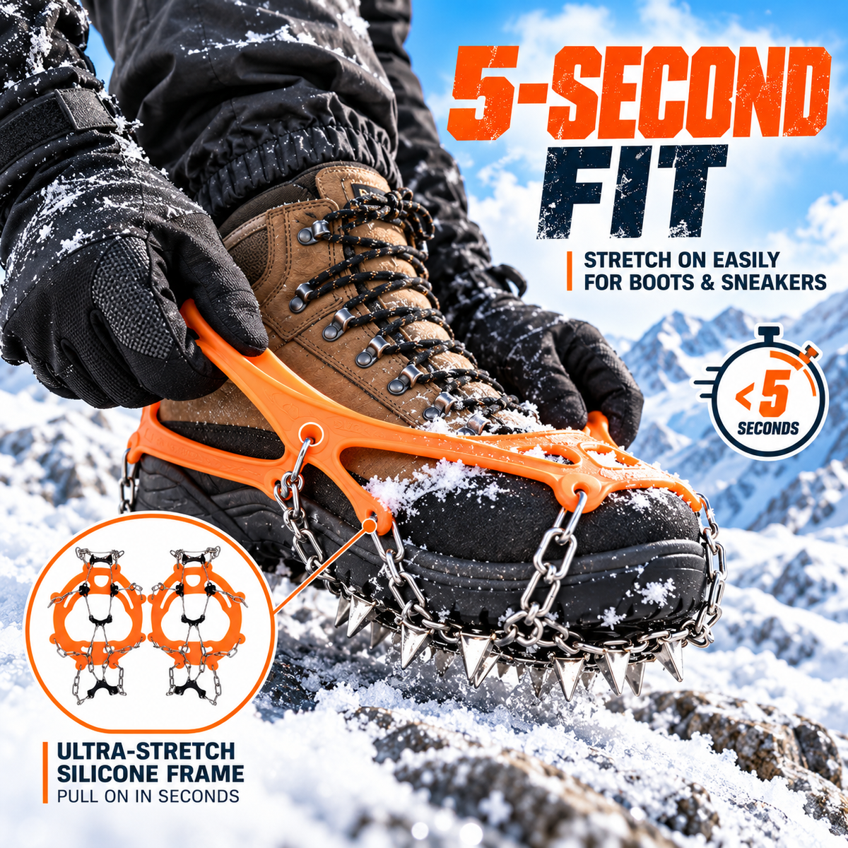 Anti-Slip Snow Shoe Chains for Ice and Hiking 🏔️