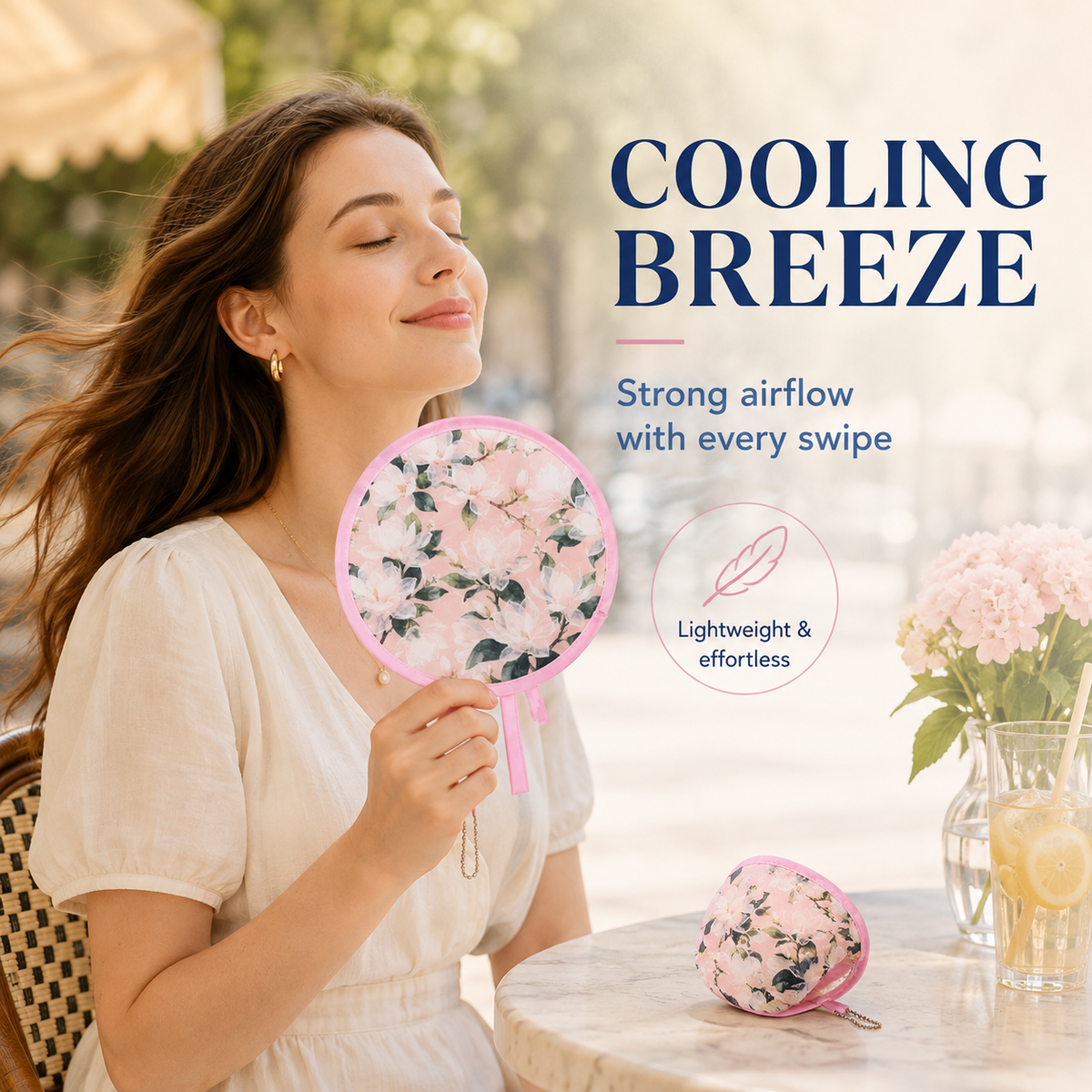 🌸 Portable Floral Foldable Hand Fan | Pocket Cooling Breeze with Pouch ✨