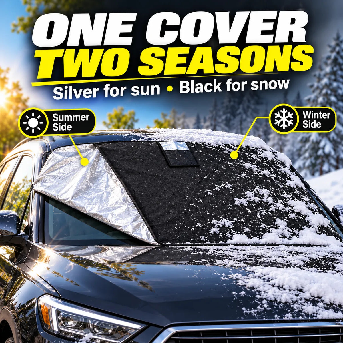 Reversible All-Weather Windshield Cover – Snow, Ice & Sun Protection