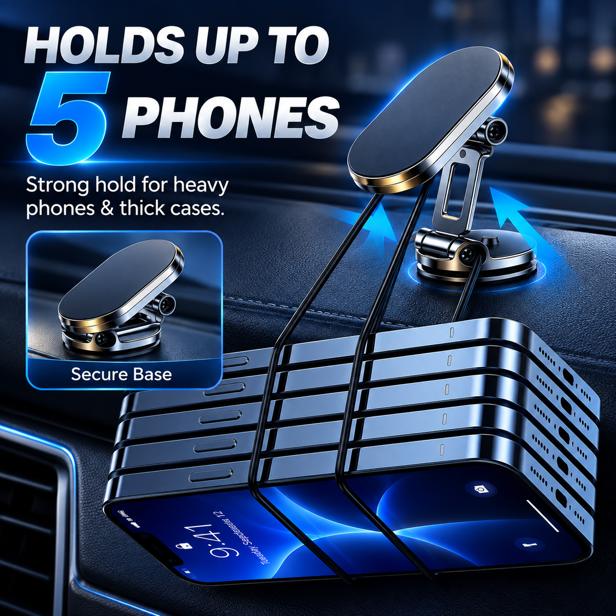 Heavy-Duty 360° Rotatable Magnetic Car Phone Mount for All Smartphones 🔥🚘