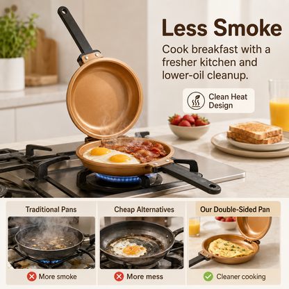 🍳 Master Breakfasts in Minutes: Non-Stick Double-Sided Flip Pan